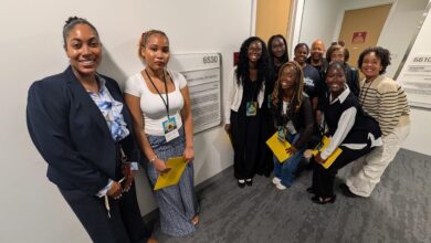 Monea Jennings, far left, a Senate fellow in the office of Sen. Lola Smallwood-Cuevas (D-Los Angeles), welcomed members of the NAACP CA/HI State Conference Youth Councils to speak with her about legislative bills. CBM photo by Antonio Ray Harvey.